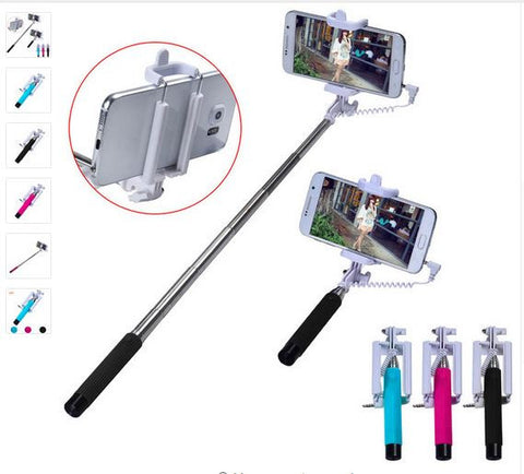 Malloom Wired selfie Extendable Stick Handheld Self-portrait Selfie Stick Monopod Camera For iPhone For Samsung For HTC For SONY
